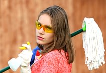 girl on cleaning job